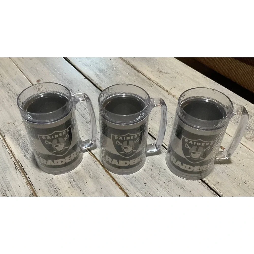 Lot Of 3 Oakland Raiders Team NFL Vintage ThermoServ Mug Football Helmet Logo